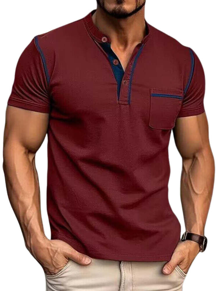 Polo pour hommes avec col Henley