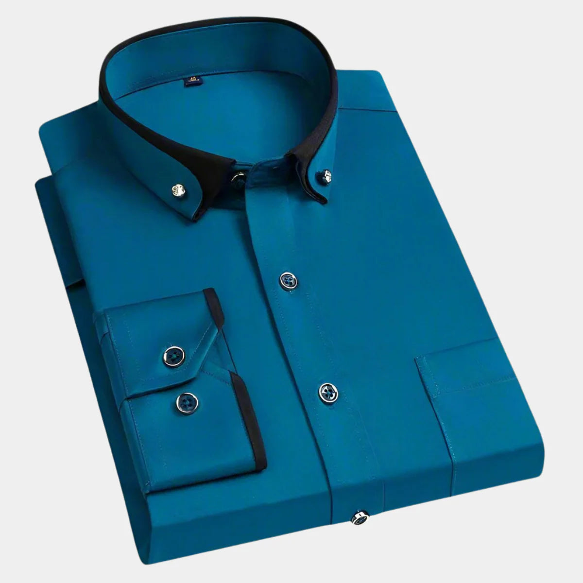 Chemise Manches Longues Homme – Design Classique à Col Contrastant