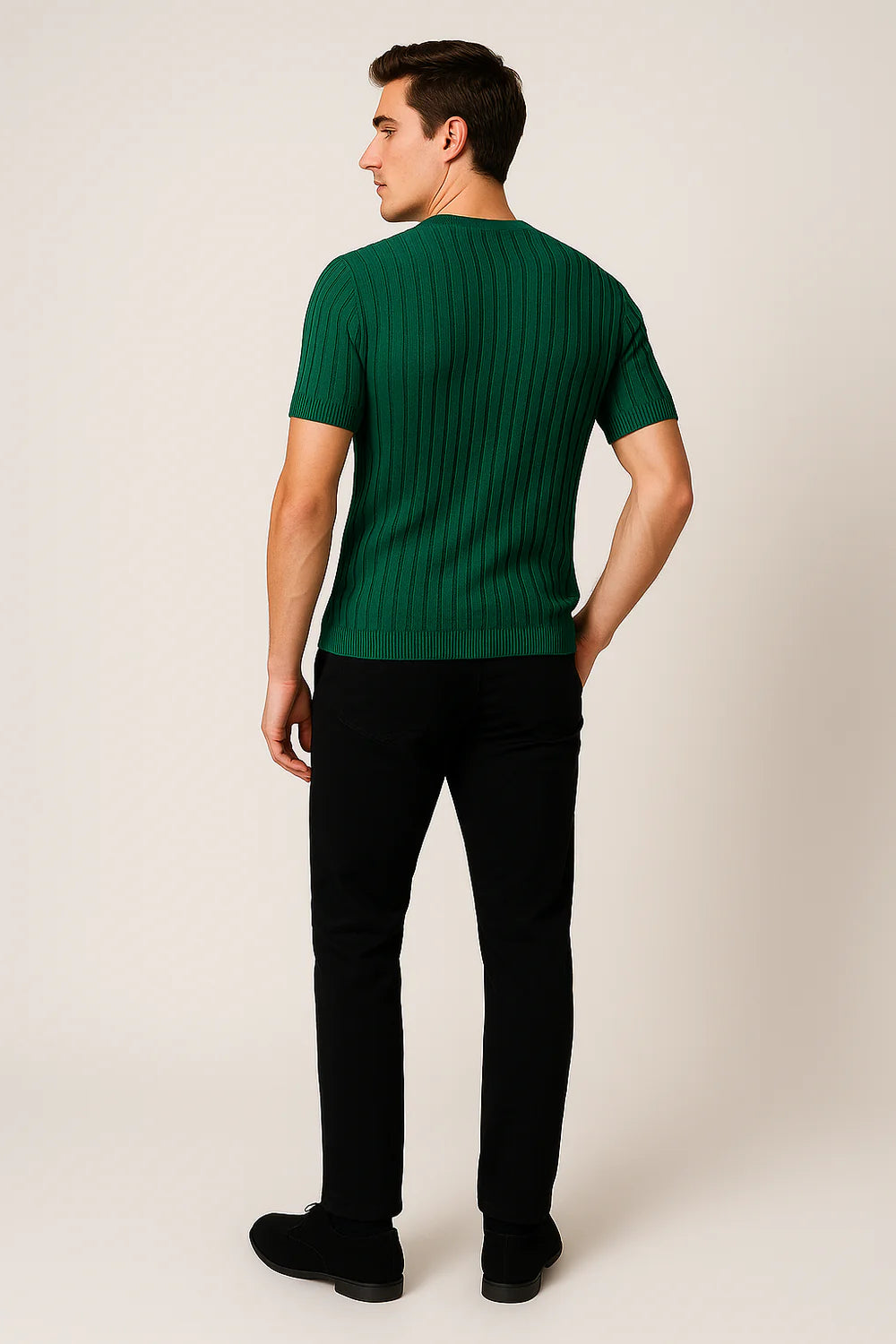 T-shirt Classique en Maille à Manches Courtes pour Homme – Vert