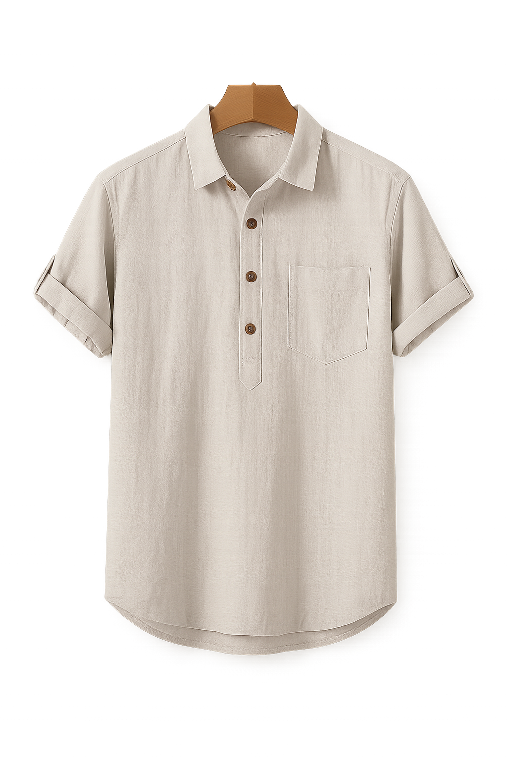 Polo Classique d'Été en Lin pour Homme – Beige