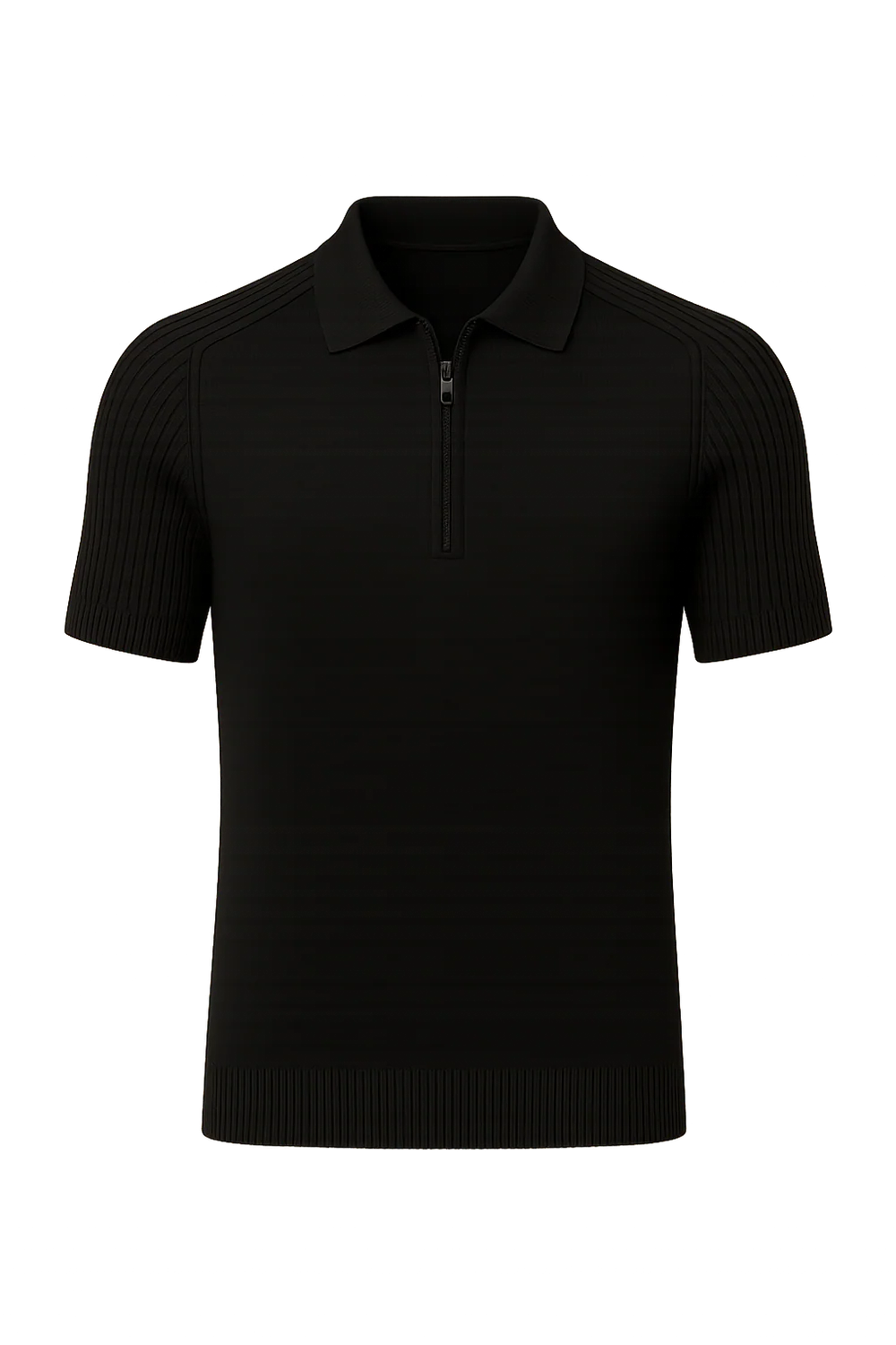 Polo Décontracté pour Homme avec Col Zippé – Noir