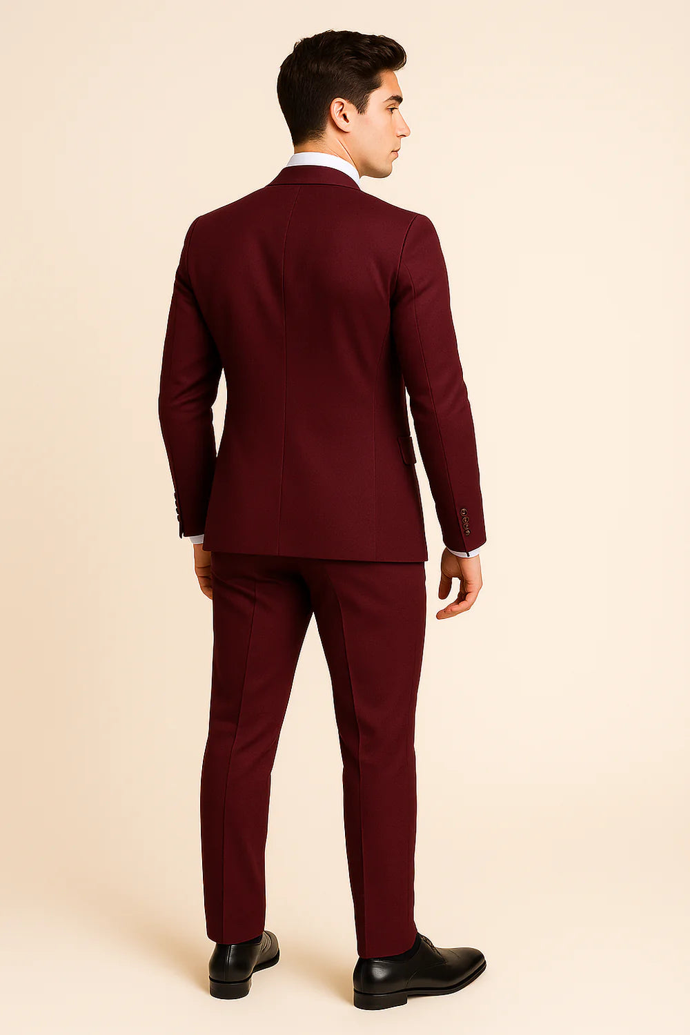 Costume Estival Moderne 3 Pièces en Lin pour Homme - Rouge