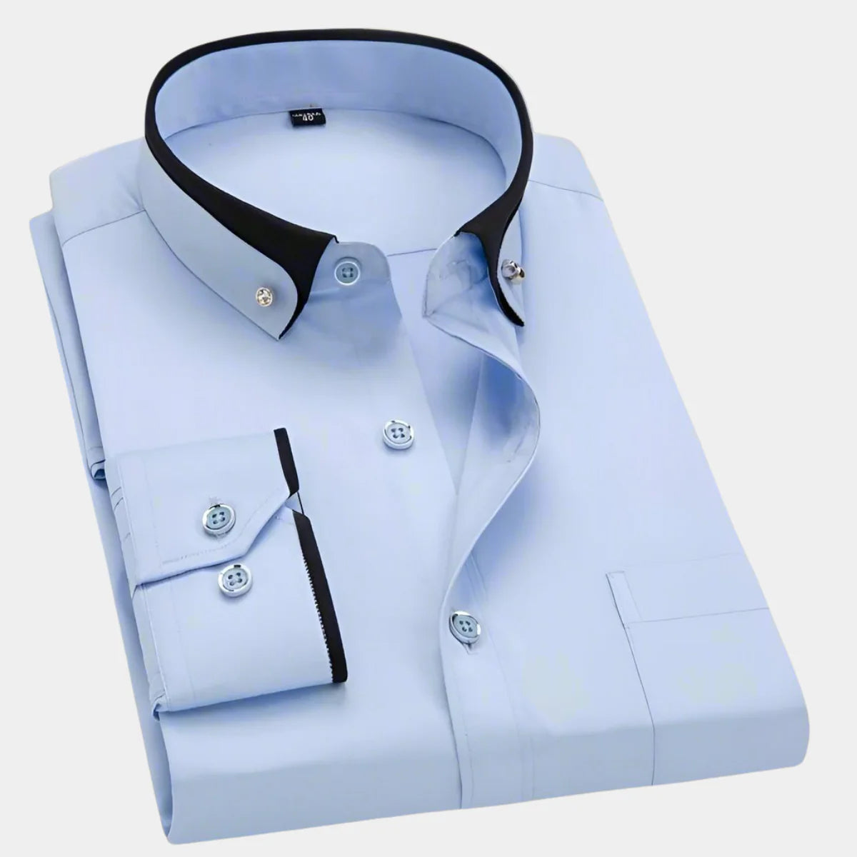 Chemise Manches Longues Homme – Design Classique à Col Contrastant