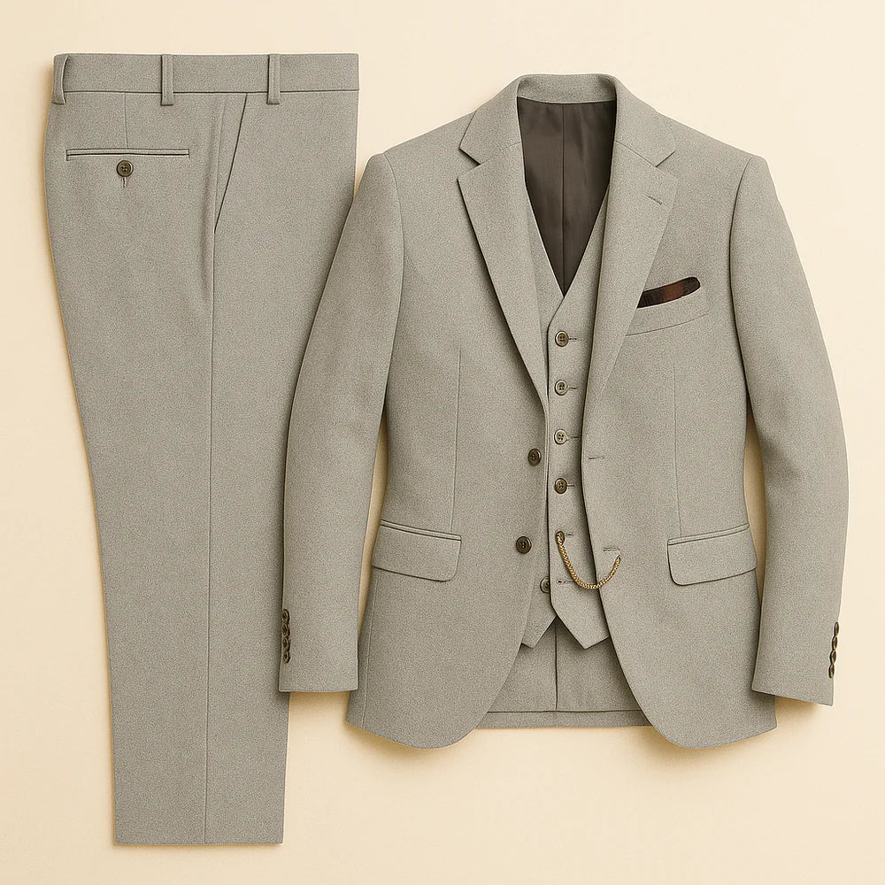 Costume Tuxedo Classique en Tweed pour Homme – Argenté