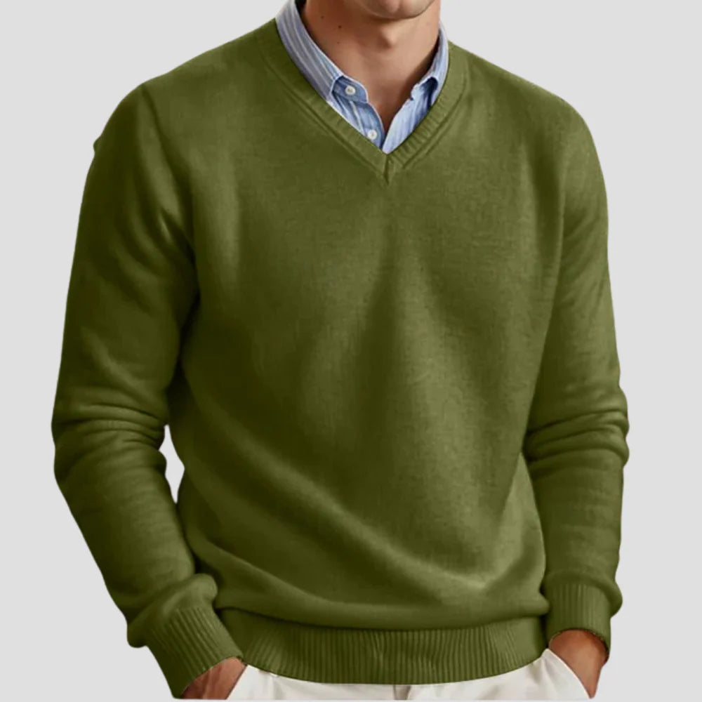 Pull Col V Moderne pour Homme – Style Classique du Quotidien