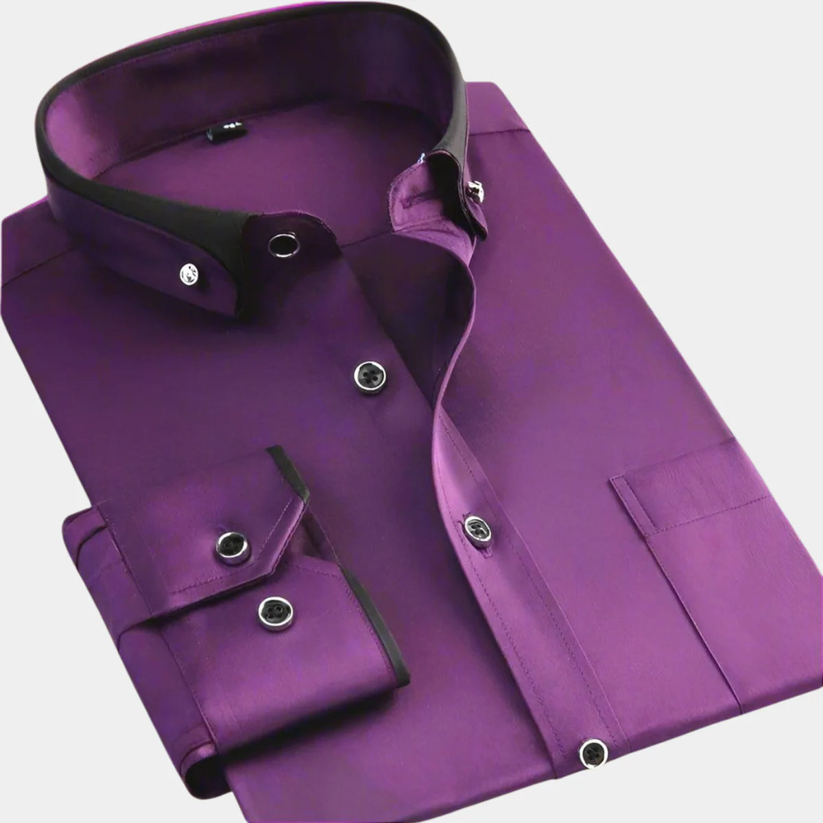 Chemise Manches Longues Homme – Design Classique à Col Contrastant
