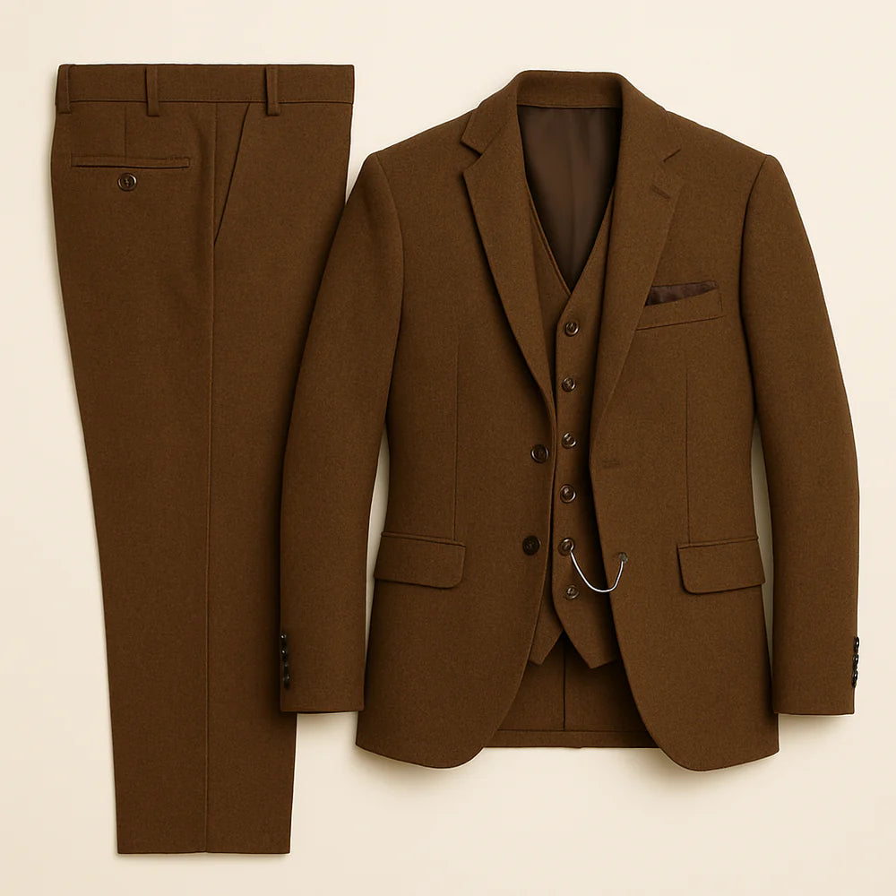 Costume Tuxedo Classique en Tweed pour Homme – Marron