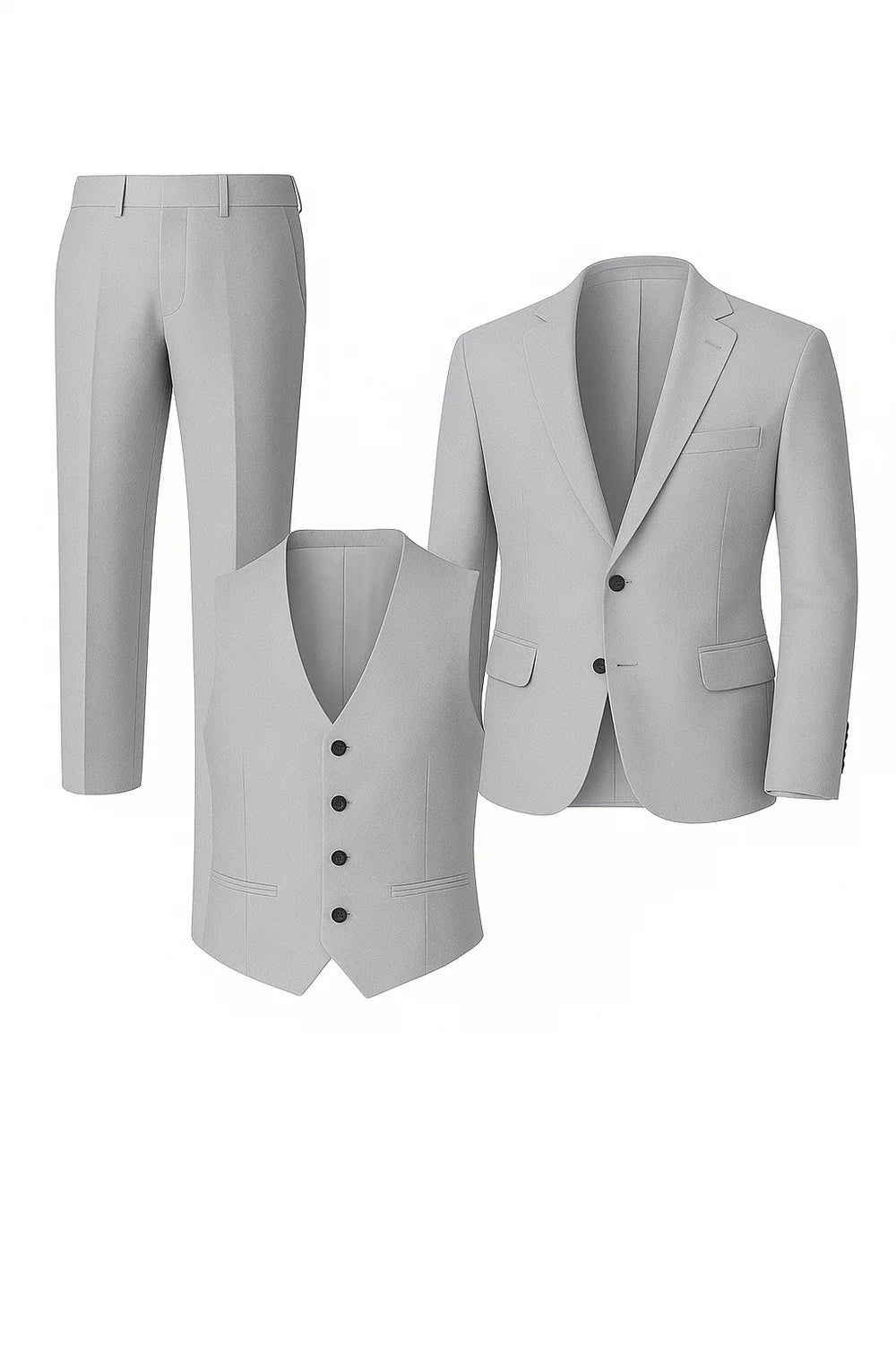 Costume Tendance 3 Pièces d'Été en Mélange de Lin pour Homme – Gris clair