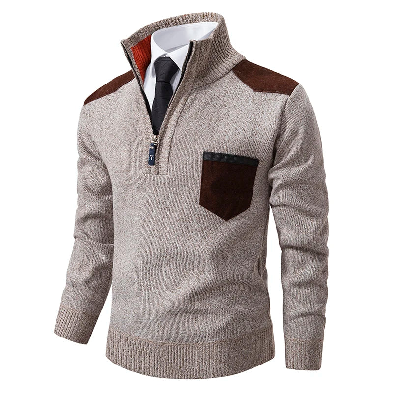 Pull Demi-Zippé pour Homme – Design Classique à Manches Longues pour un Look Quotidien Élégant