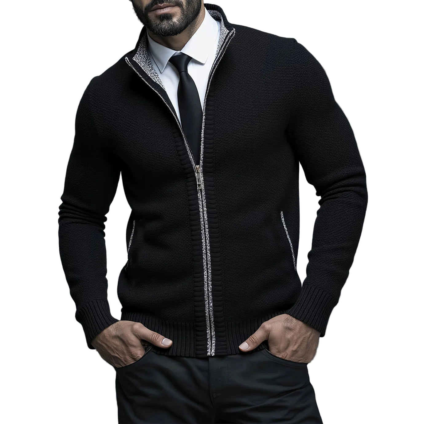 Pull Zippé Homme – Maille Côtelée Raffinée avec Finition Moderne
