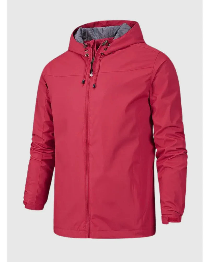 Veste d’Hiver et d’Automne pour Homme au Style Moderne avec Capuche – Rouge