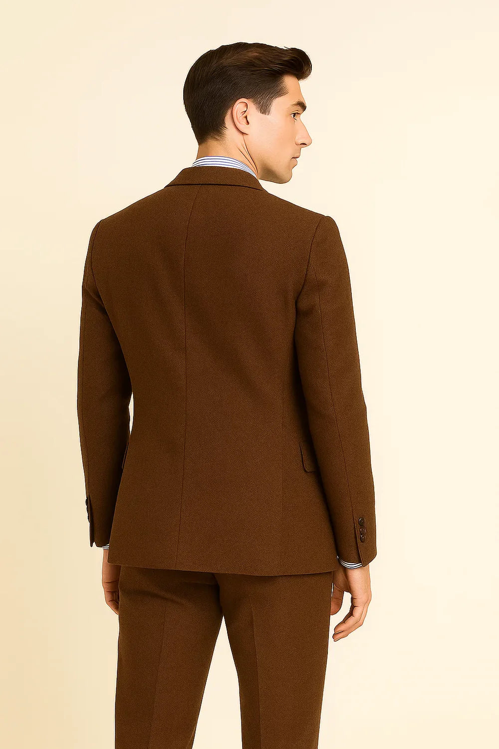 Costume Tuxedo Classique en Tweed pour Homme – Marron