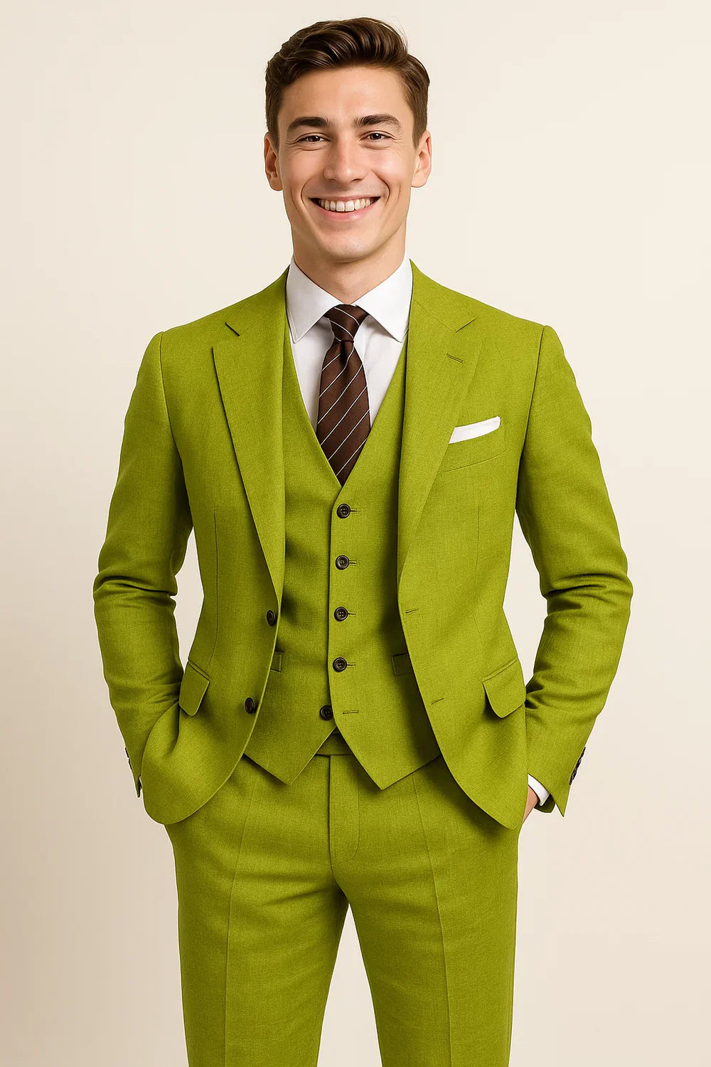 Costume Élégant Trois Pièces pour Homme – Vert