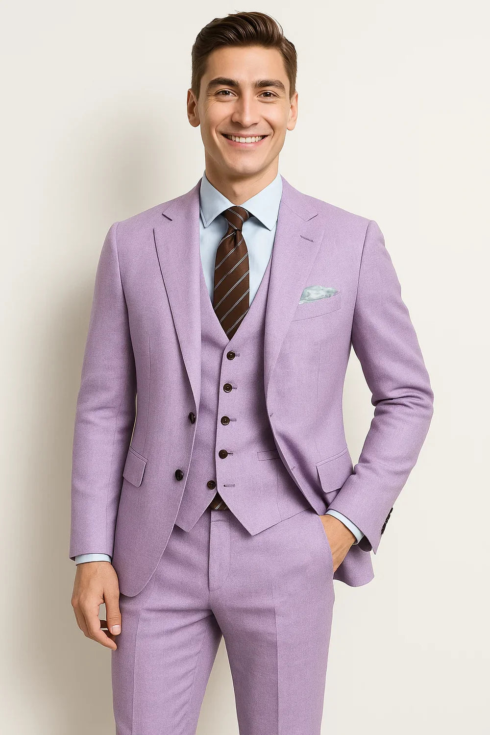 Costume Élégant Trois Pièces pour Homme – Violet