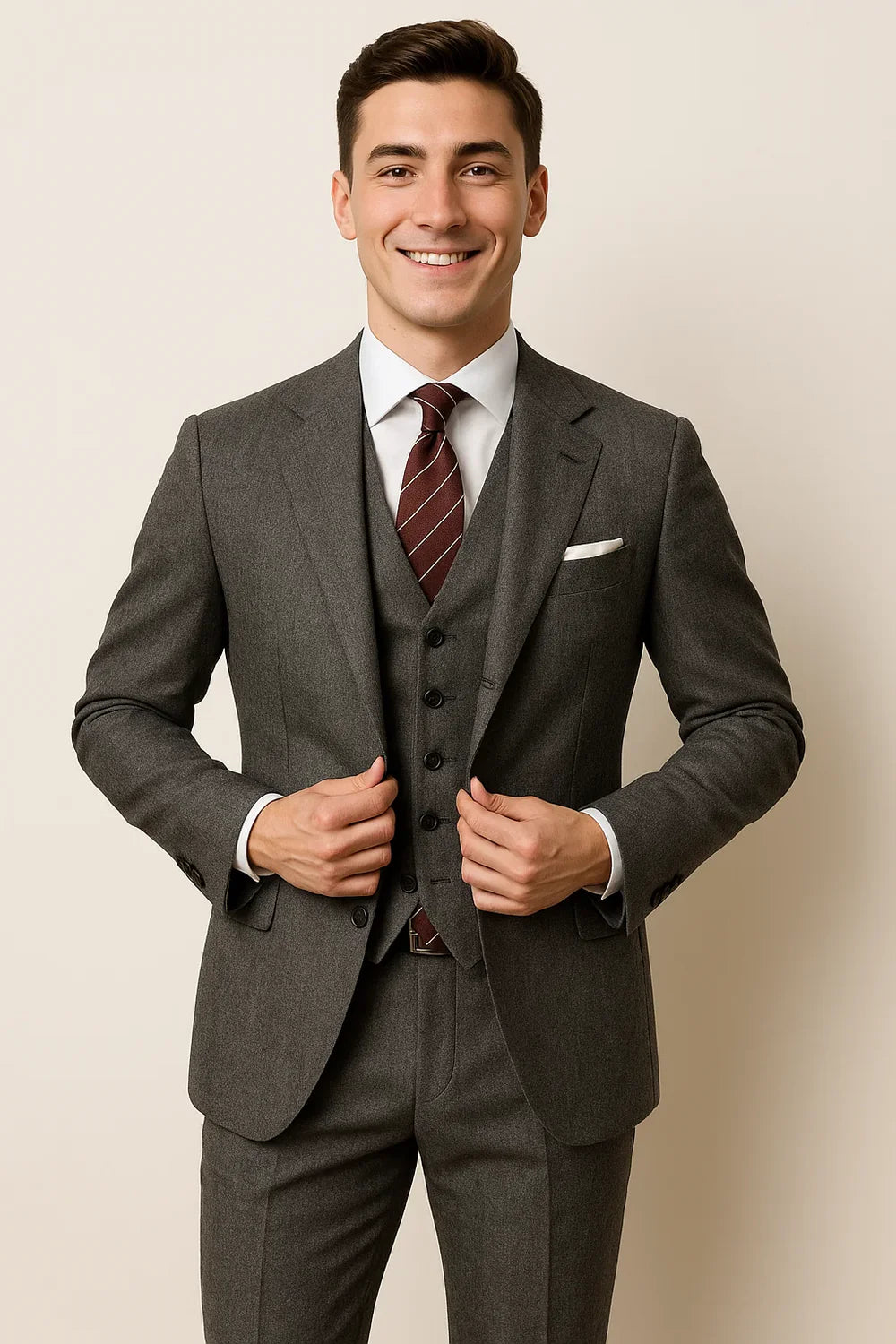 Costume Élégant Trois Pièces pour Homme – Gris foncé