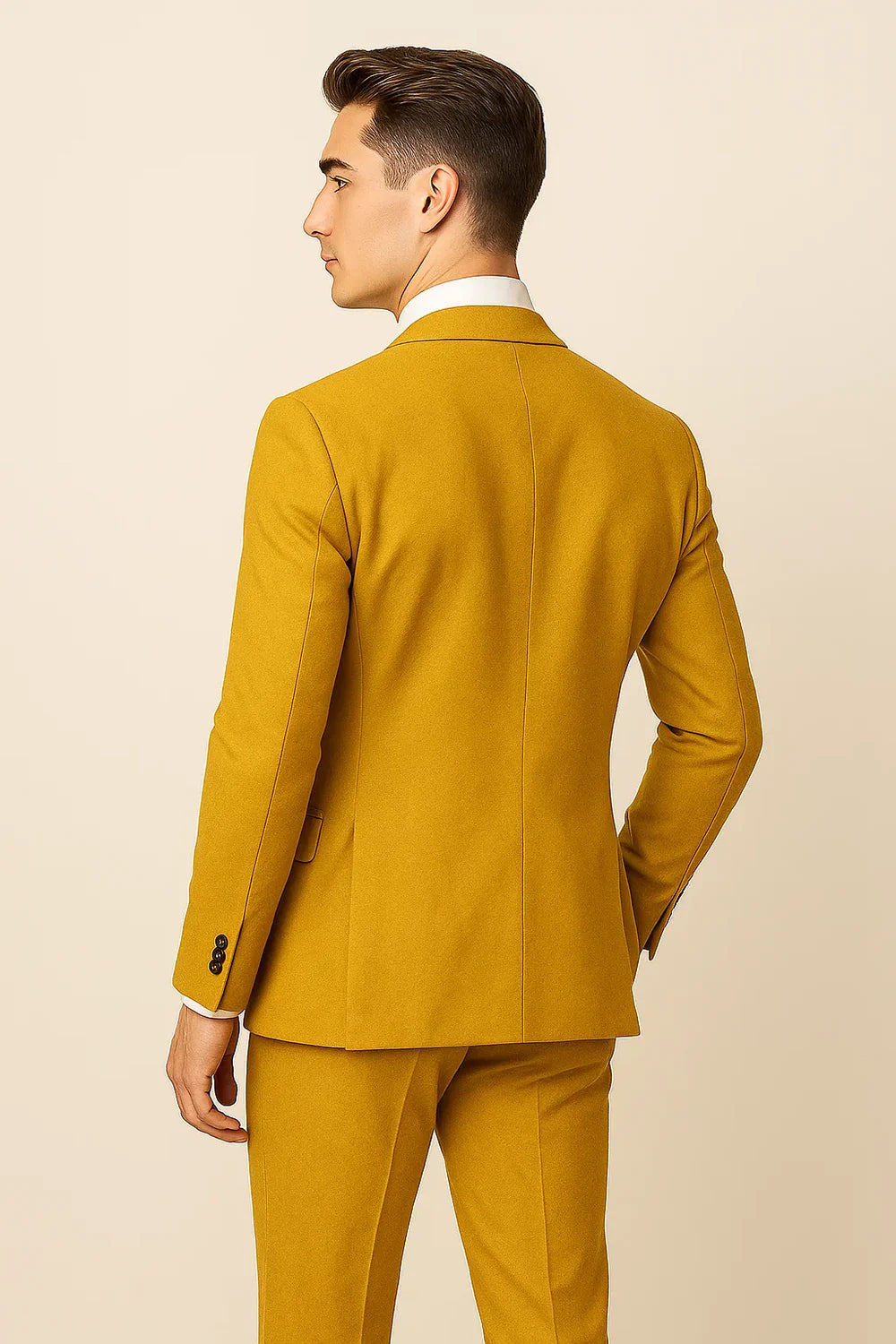 Costume Élégant Trois Pièces pour Homme – Jaune