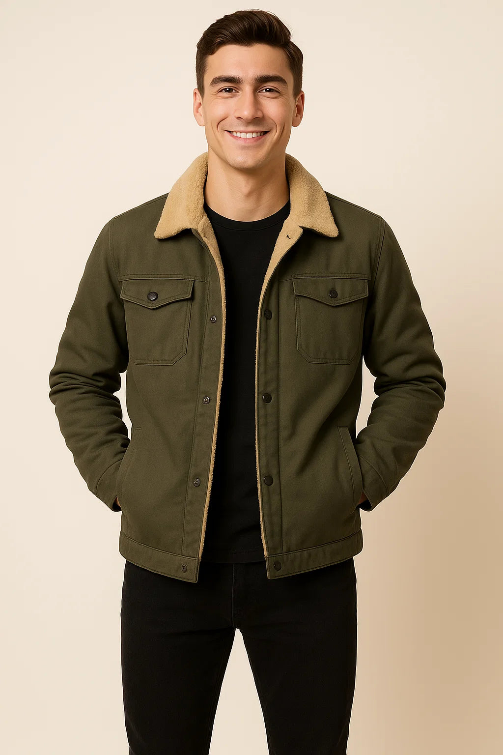 Veste Tendance pour Homme – Automne/Hiver – Vert armée