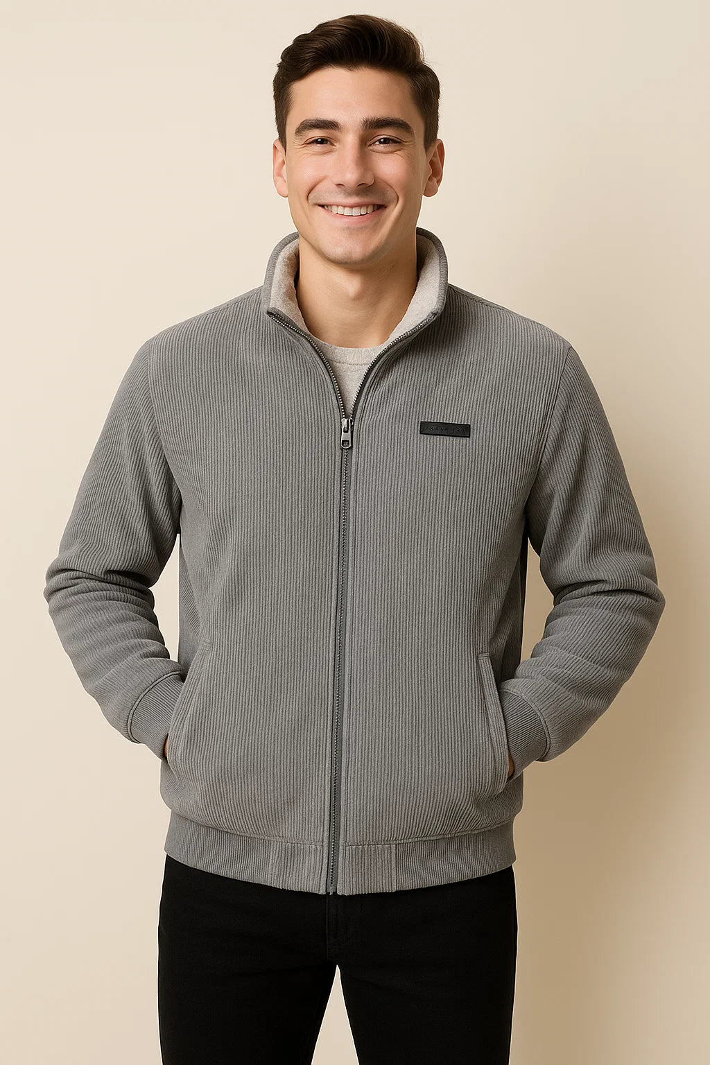 Veste en Velours Côtelé pour Homme au Style Vintage Élégant – Gris