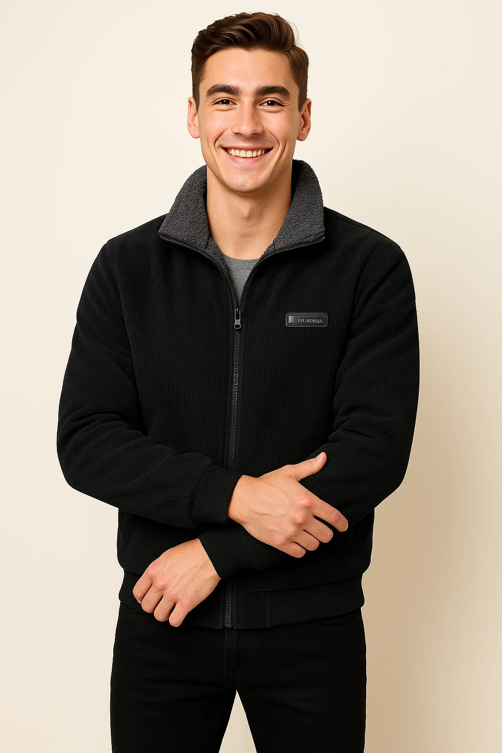 Veste en Velours Côtelé pour Homme au Style Vintage Élégant – Noir