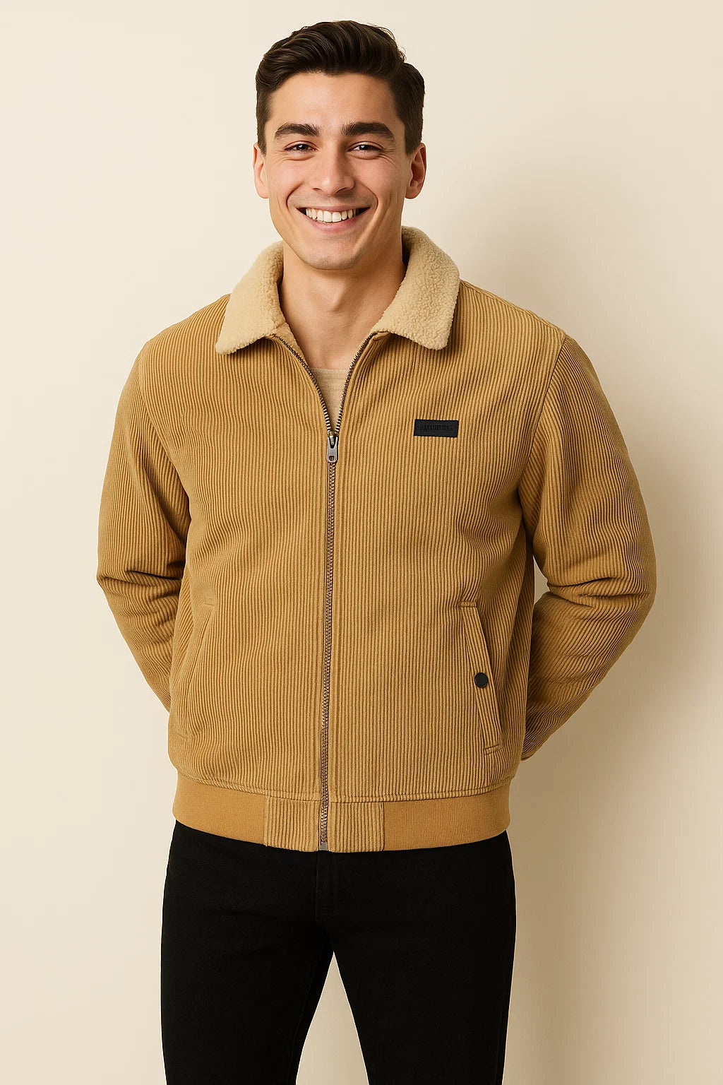 Veste en Velours Côtelé pour Homme au Style Vintage Élégant – Marron clair