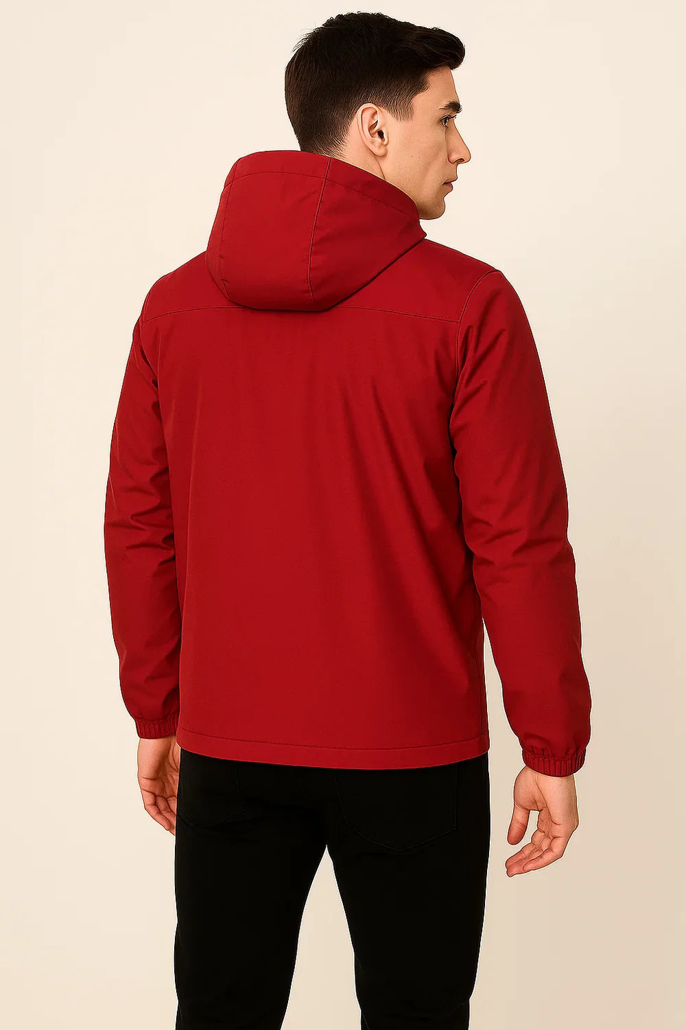 Veste d’Hiver et d’Automne pour Homme au Style Moderne avec Capuche – Rouge