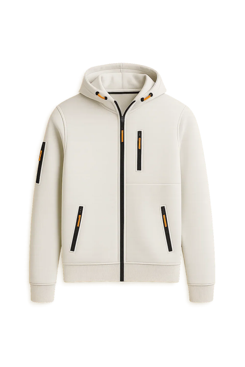 Sweat à Capuche Classique pour Homme avec Fermeture Éclair – Blanc
