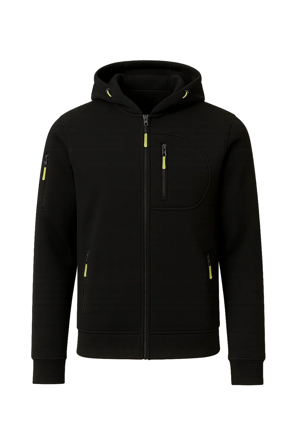 Sweat à Capuche Classique pour Homme avec Fermeture Éclair – Noir