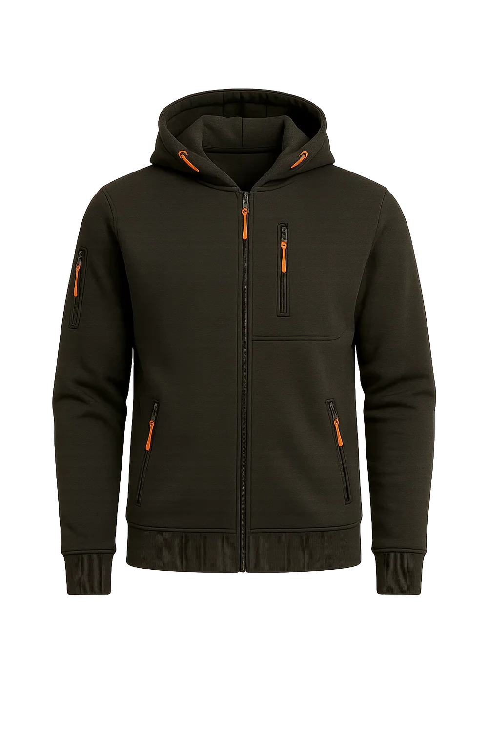 Sweat à Capuche Classique pour Homme avec Fermeture Éclair – Gris foncé
