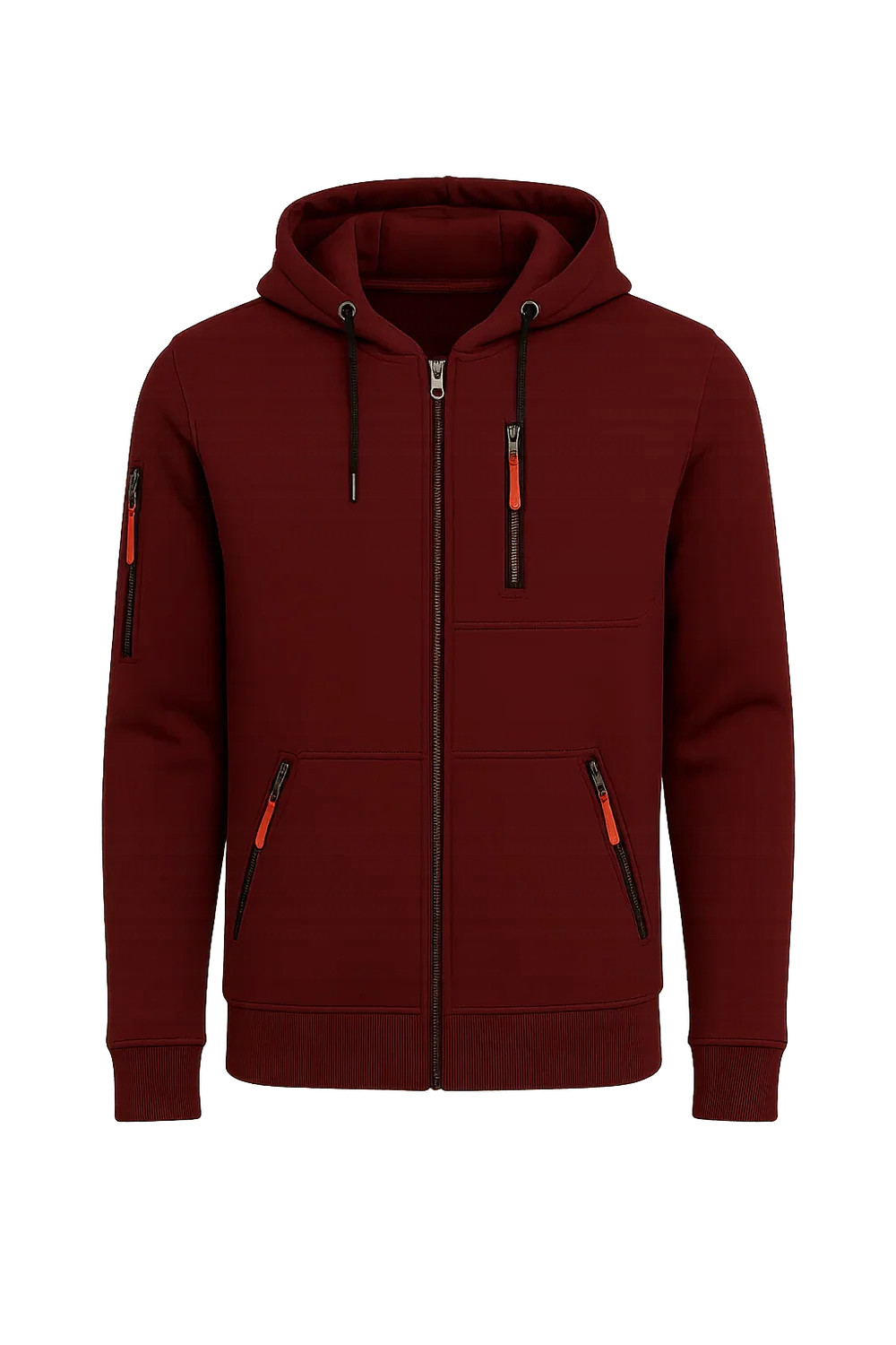 Sweat à Capuche Classique pour Homme avec Fermeture Éclair – Rouge