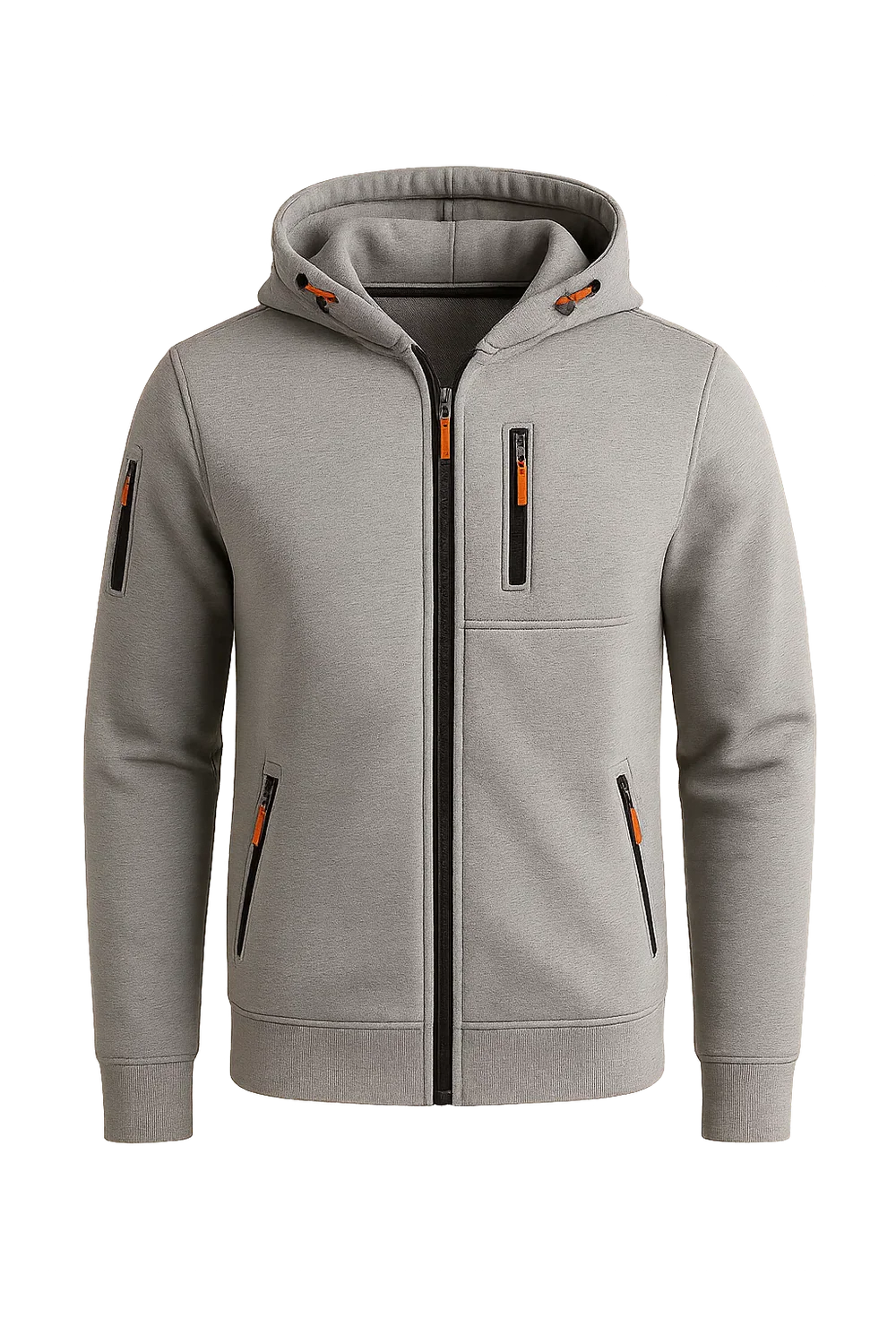 Sweat à Capuche Classique pour Homme avec Fermeture Éclair – Gris