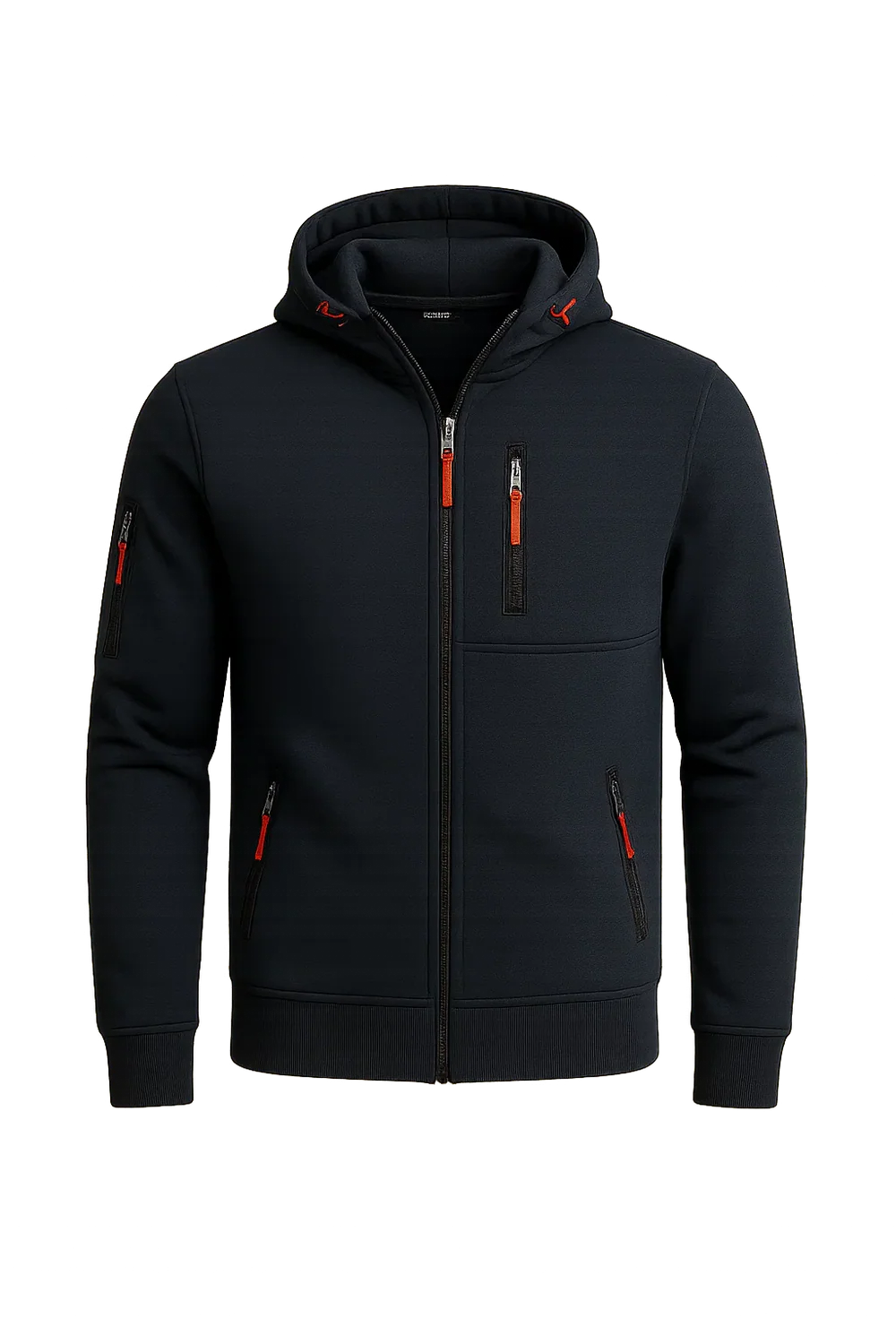 Sweat à Capuche Classique pour Homme avec Fermeture Éclair – Bleu Marine