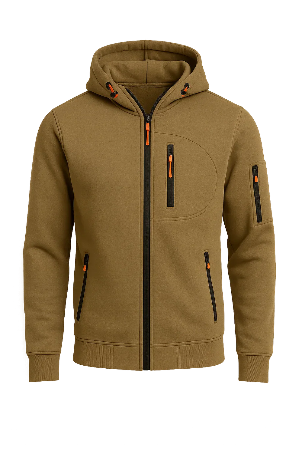 Sweat à Capuche Classique pour Homme avec Fermeture Éclair – Kaki