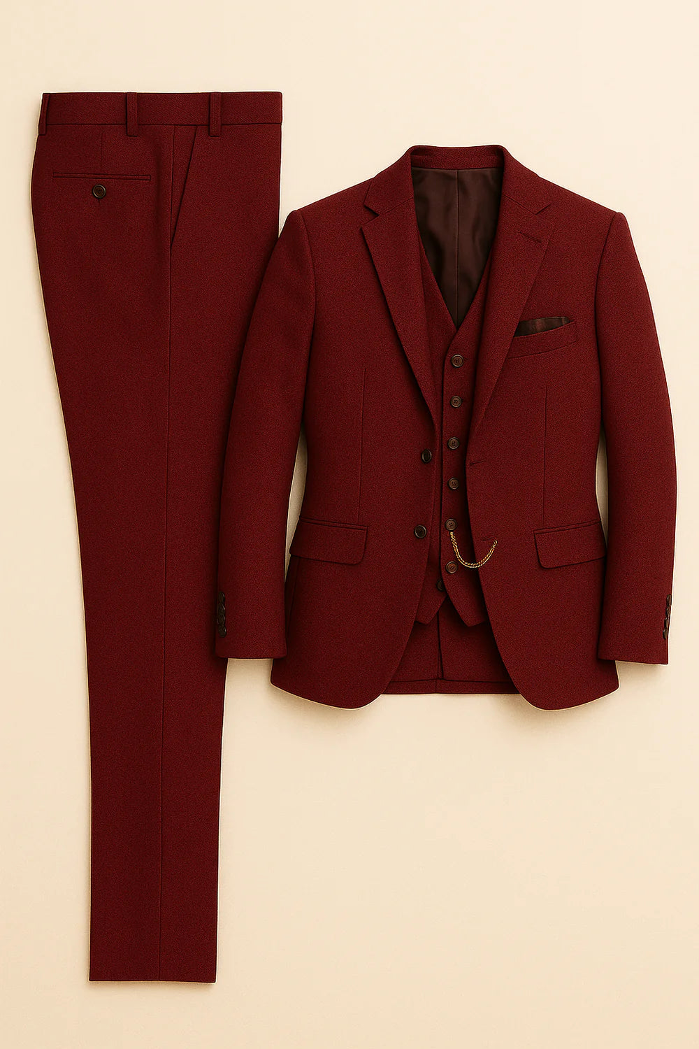 Costume Tuxedo Classique en Tweed pour Homme – Rouge
