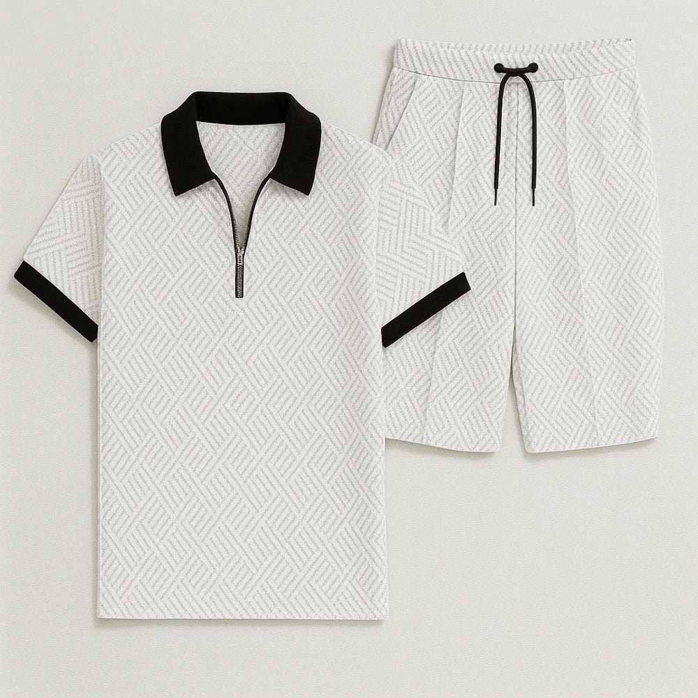 Ensemble Décontracté Moderne pour Homme avec Imprimé Tendance – Blanc