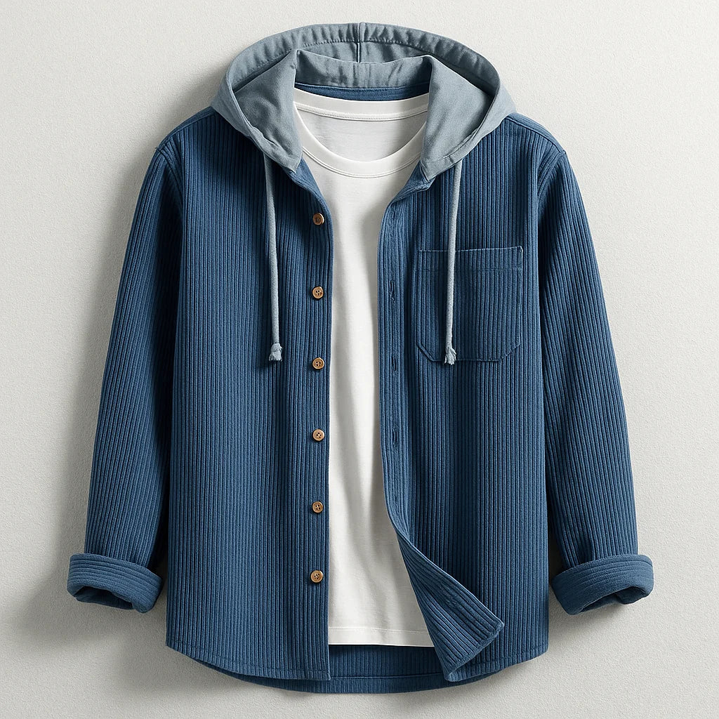 Chemise à Capuche Velours Côtelé Homme – Design Moderne à Boutons