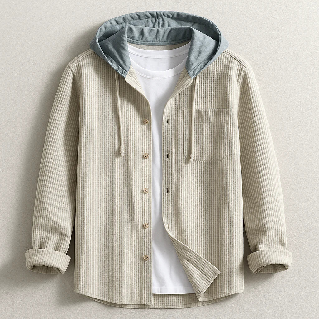 Chemise à Capuche Velours Côtelé Homme – Design Moderne à Boutons