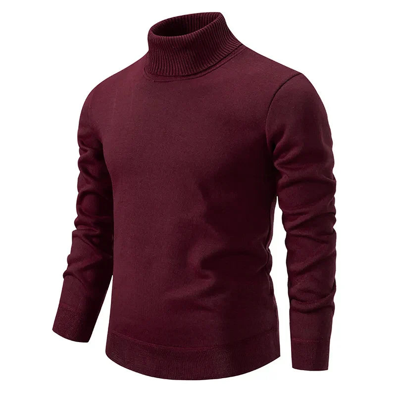 Pull à Col Roulé Élégant pour Homme – Rouge