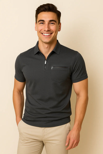 Polo pour Homme au Style Classique – Gris foncé