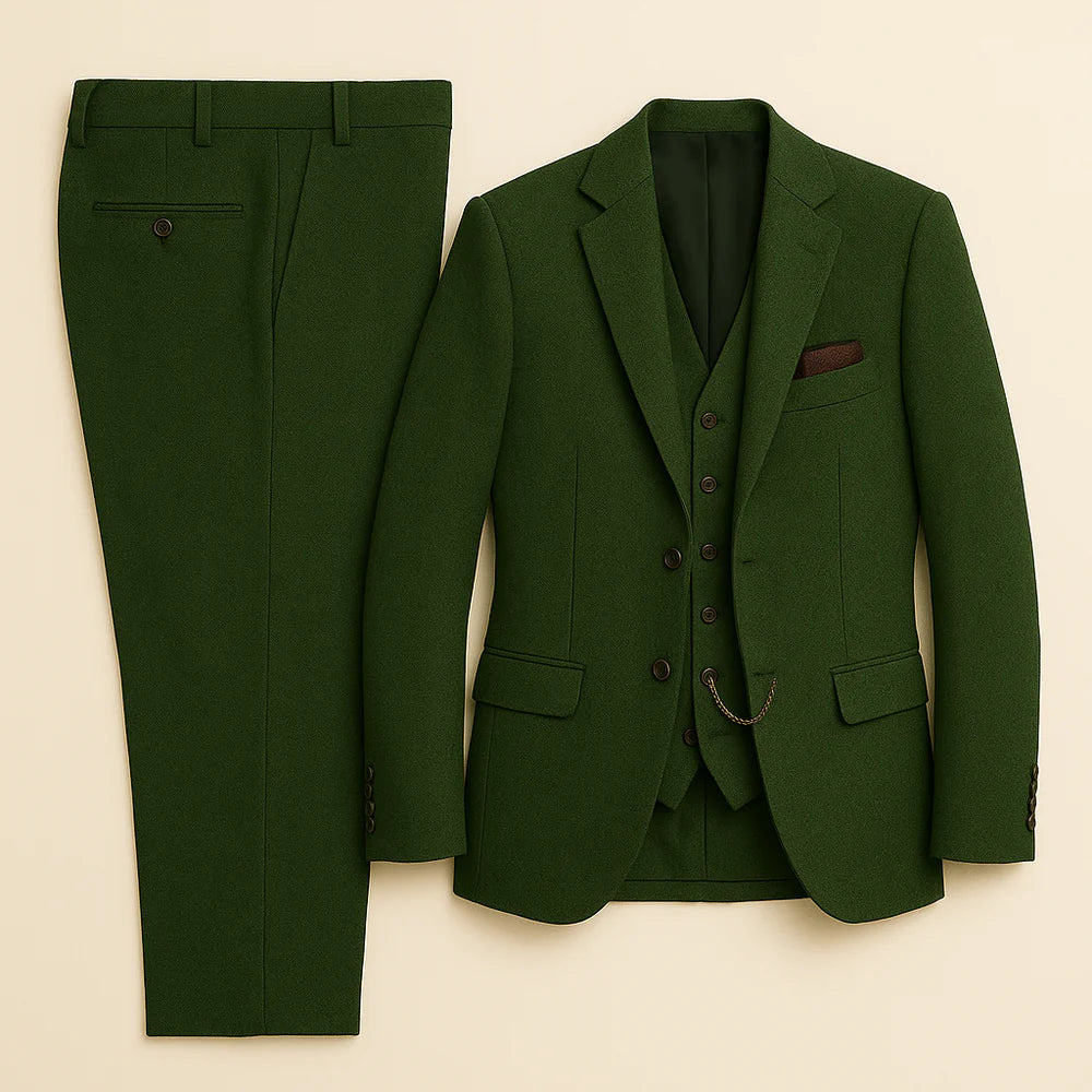 Costume Tuxedo Classique en Tweed pour Homme – Vert