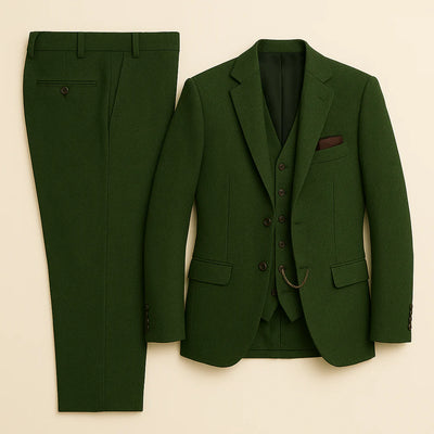 Costume Tuxedo Classique en Tweed pour Homme – Vert