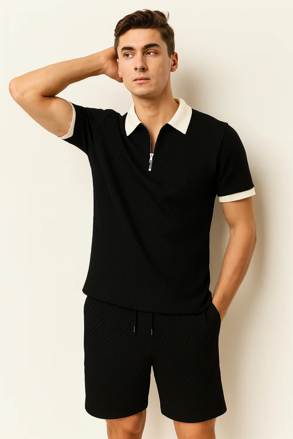 Ensemble Décontracté Moderne pour Homme avec Imprimé Tendance – Noir