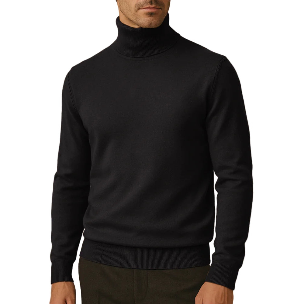 Pull Col Roulé Classique pour Homme avec Détails Raffinés