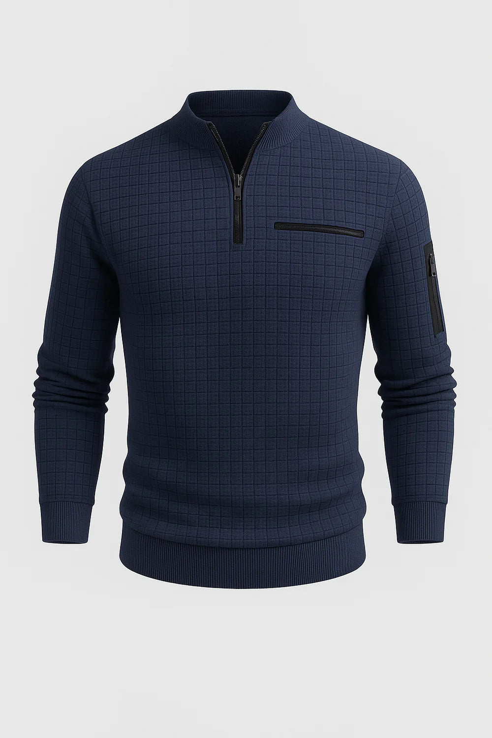 Polo à Manches Longues pour Homme au Style Moderne – Bleu Foncé