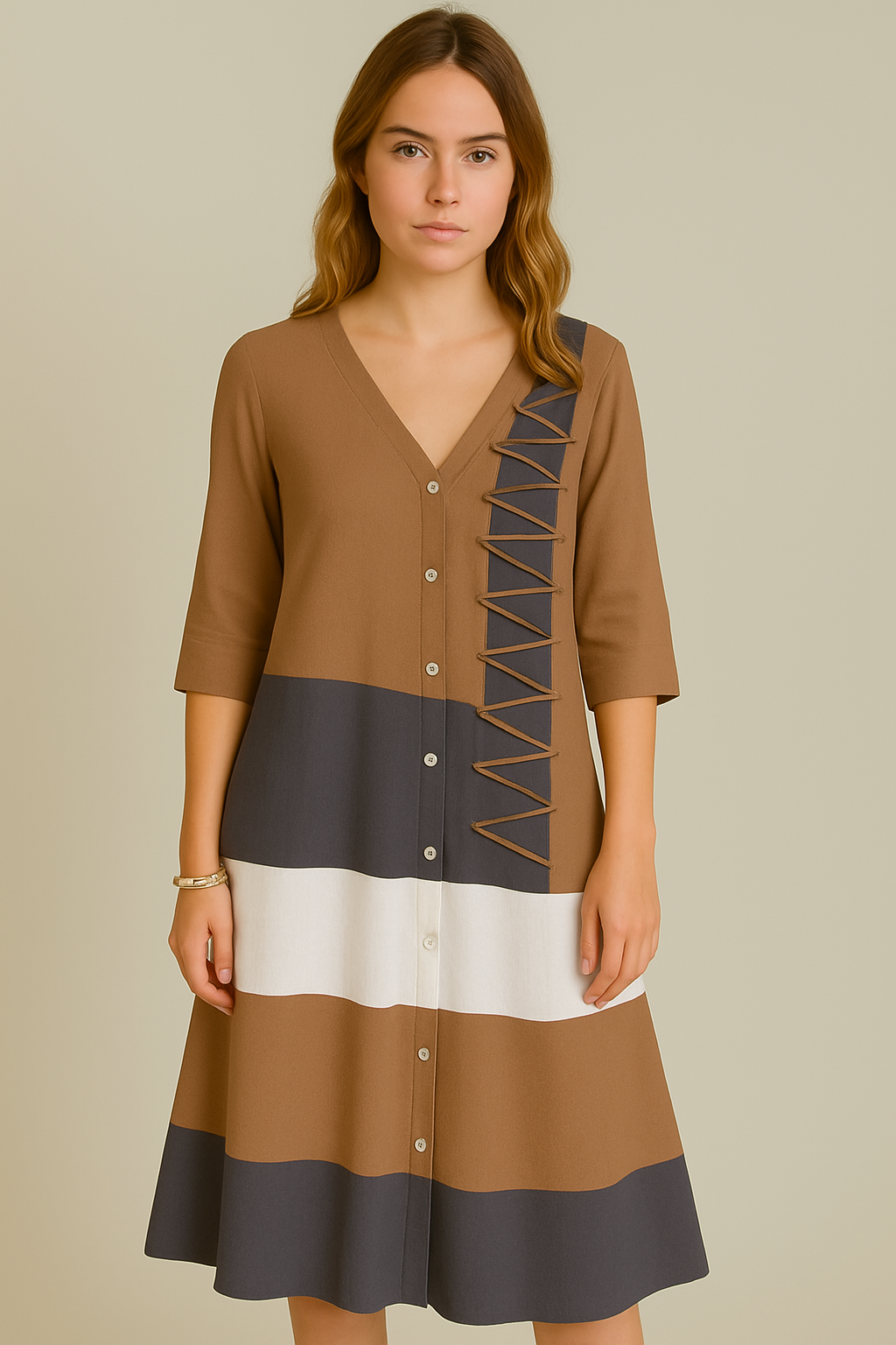 Robe longue d'été à col en V de style moderne pour femmes