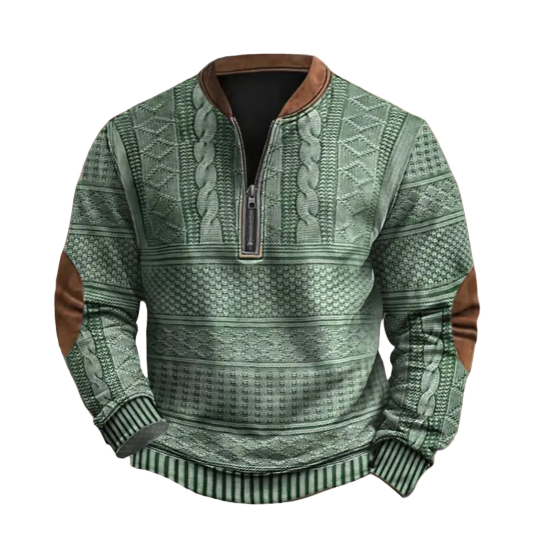 Pull Demi-Zippé Homme – Maille Texturée avec Finition Contrastante