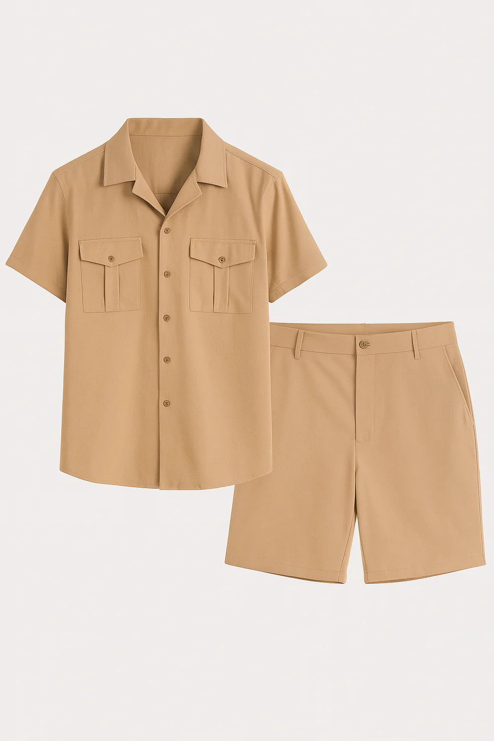 Ensemble élégant pour hommes – Polo et short – Kaki foncé