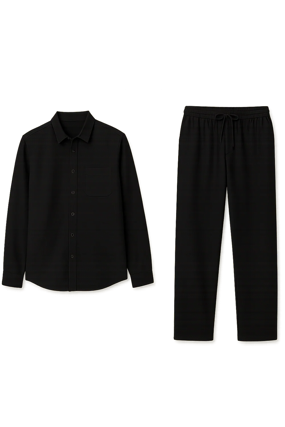 Ensemble Classique Chemise et Pantalon pour Homme en Lin Mélangé – Noir