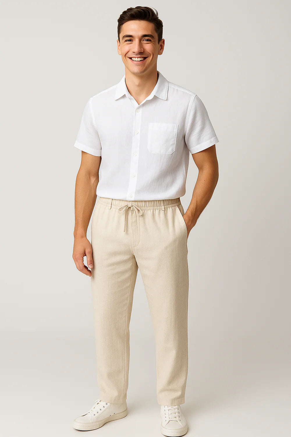 Ensemble Estival Formel pour Homme – Blanc-Beige