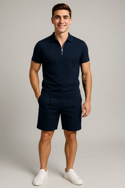 Ensemble Estival Polo et Short pour Homme – Bleu foncé