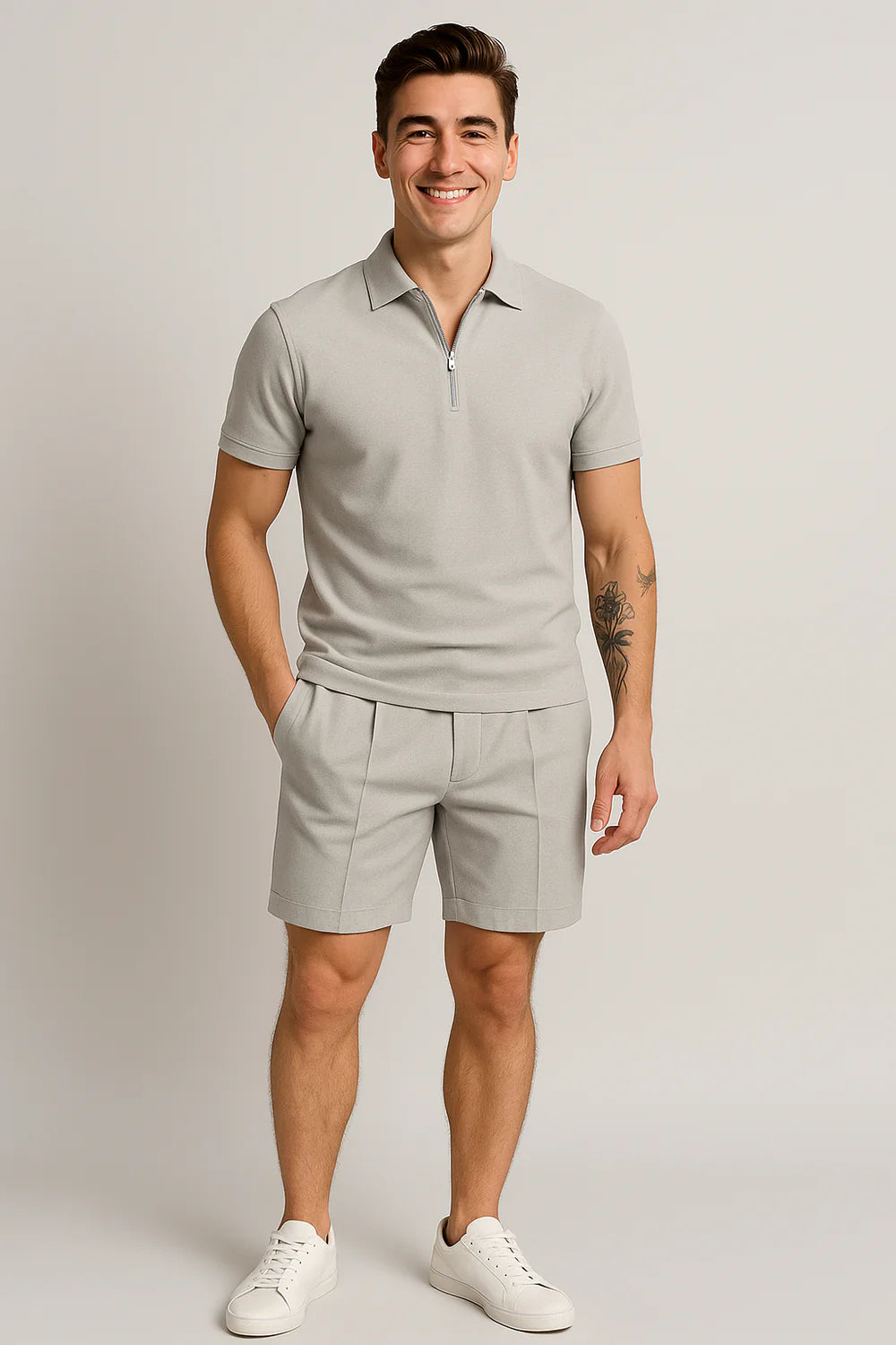 Ensemble Estival Polo et Short pour Homme – Gris